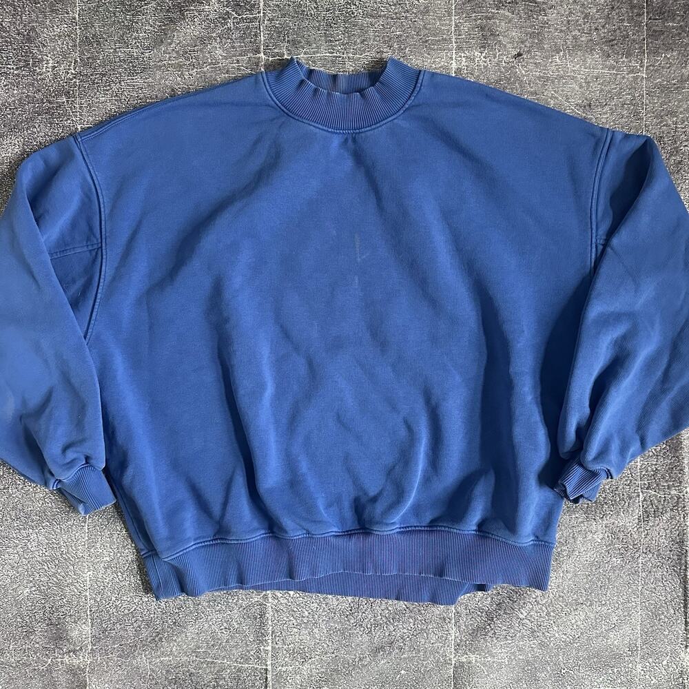 Men's Dr Denim Royal Blue Blank Basic Crewneck Pullover Sweatshirt Sz 50 (US L)